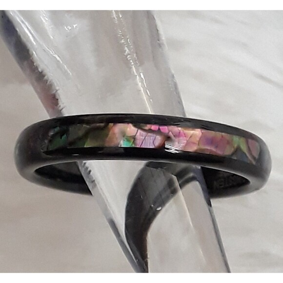 Tungsten Abalone Inlay Polished Comfort Fit Ring 4mm "Black" ~ (Size 11) NEW!! - Picture 4 of 4
